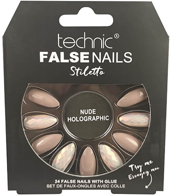 Technic  False Nails Stiletto Nude Holographic