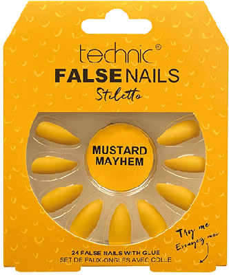 Technic Technic Stiletto Mustard Mayhem False Nails Technic Technic Stiletto Mustard Mayhem False Nails
