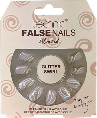 Technic False Nails – Almond Glitter Swirl Technic False Nails - Almond Glitter Swirl