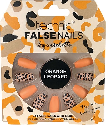 Technic False Nails – Squarletto Orange Leopard Technic False Nails - Squarletto Orange Leopard