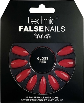 Technic  Stiletto Red Gloss False Nails