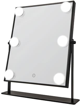 Hollywood LED HOLLYWOOD mirror black with 6 bulbs