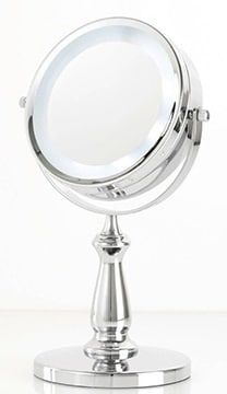Danielle 15cm Double Sided Halo Light Pedestal Chrome Pedestal Mirror x 5 Mag Battery