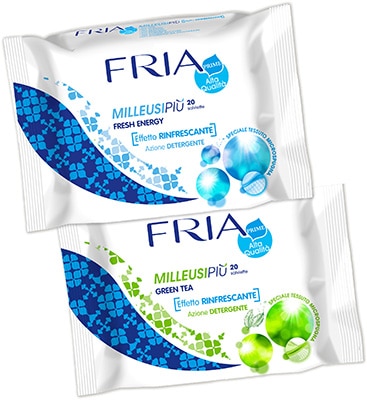 Fria MilleusiPiu Fresh Energy X 18 Wipes and Green Tea Wipes x 18 Wipes Fria MilleusiPiu Fresh Energy X 18 Wipes and Green Tea Wipes x 18 Wipes