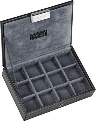 Stackers Mini Black/ Grey Liddled Velvet Stacker Stackers Mini Black/ Grey Liddled Velvet Stacker