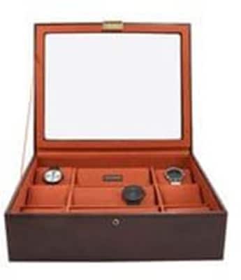 Stackers Orange/ Brown Super Size x 15 Pc Glass Lidded Watch Box Stackers Orange/ Brown Super Size x 15 Pc Glass Lidded Watch Box