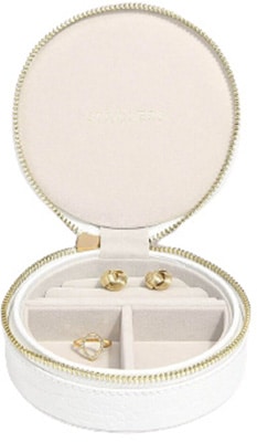 Stackers Stackers Chalk White Croc Round Travel Box Stackers Stackers Chalk White Croc Round Travel Box