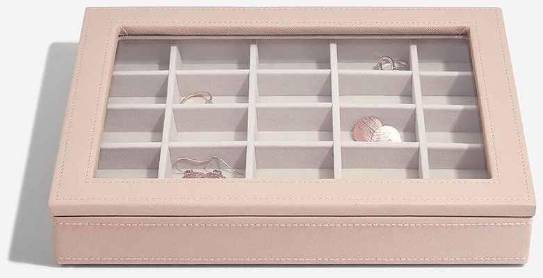 Stackers Classic Blush Pink Glass Lidded 25 Section Stackers Classic Blush Pink Glass Lidded 25 Section