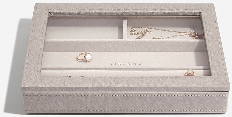 Stackers Classic Taupe Glass Lidded 4 Section Stackers Classic Taupe Glass Lidded 4 Section