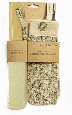 Hydrea London Pumice Foot File & Sisal and Linen Mitt Hydrea London Pumice Foot File & Sisal and Linen Mitt