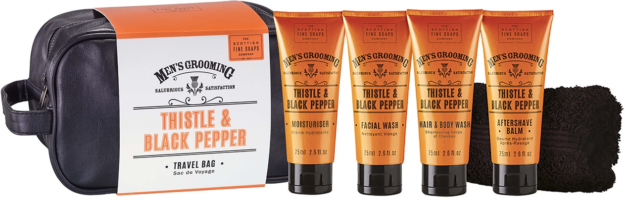 Scottish Fine Soaps  Thistle & Black Pepper Travel Bag (with band)