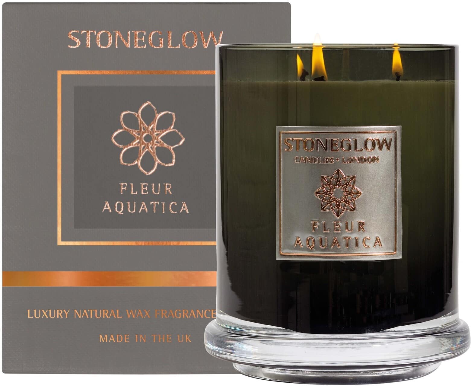 Stoneglow Metallique – Fleur Aquatica – Multi Wick Candle (200hrs) Stoneglow Metallique - Fleur Aquatica - Multi Wick Candle (200hrs)