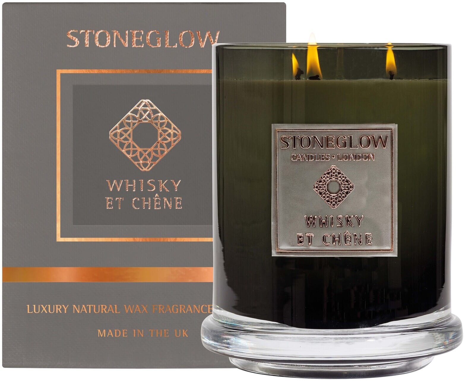Stoneglow Metallique – Whisky et Chene – Multi Wick Candle (200hrs) Stoneglow Metallique - Whisky et Chene - Multi Wick Candle (200hrs)