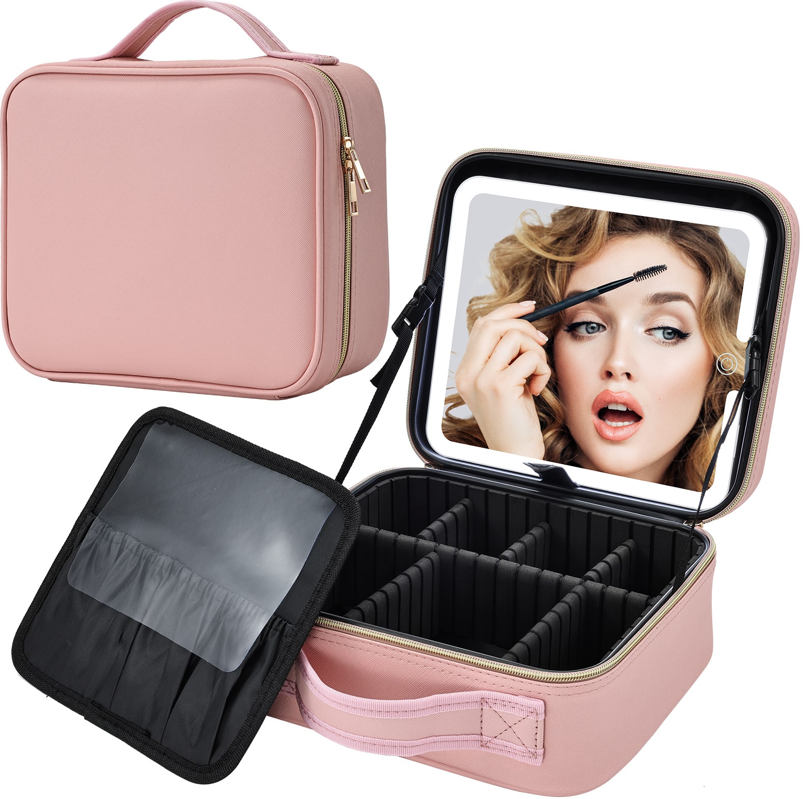Big Rock Trading – Big Make Up Bag Pink With Led Mirror Big Rock Trading - Big Make Up Bag Pink With Led Mirror