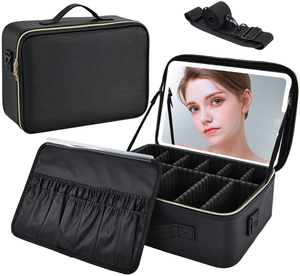 Big Rock Trading - Big Make Up Case Black With Led Mirror (L)