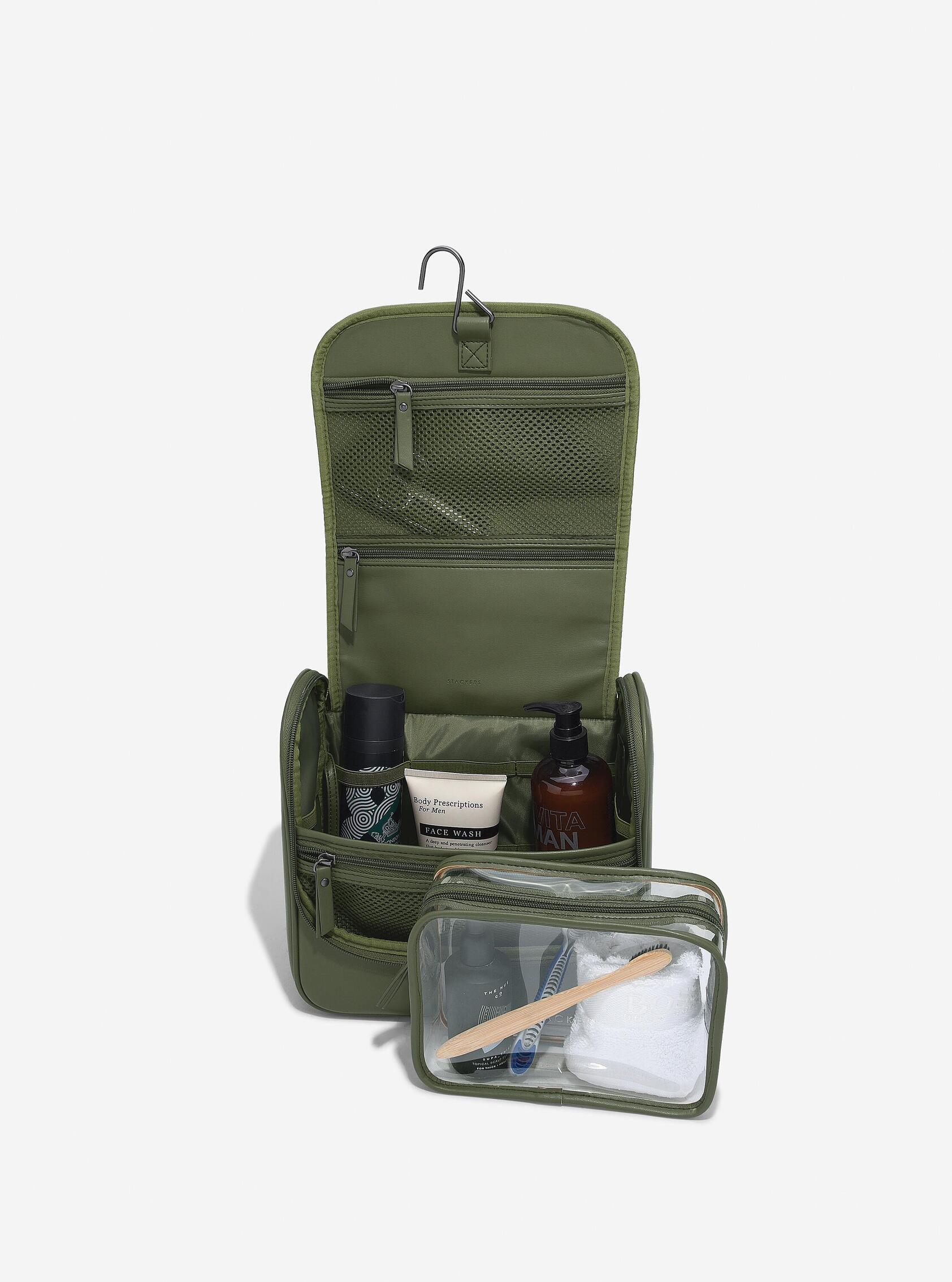 Lcd Stackers Green Canvas Mix Large Hang Washbag Lcd Stackers Green Canvas Mix Large Hang Washbag