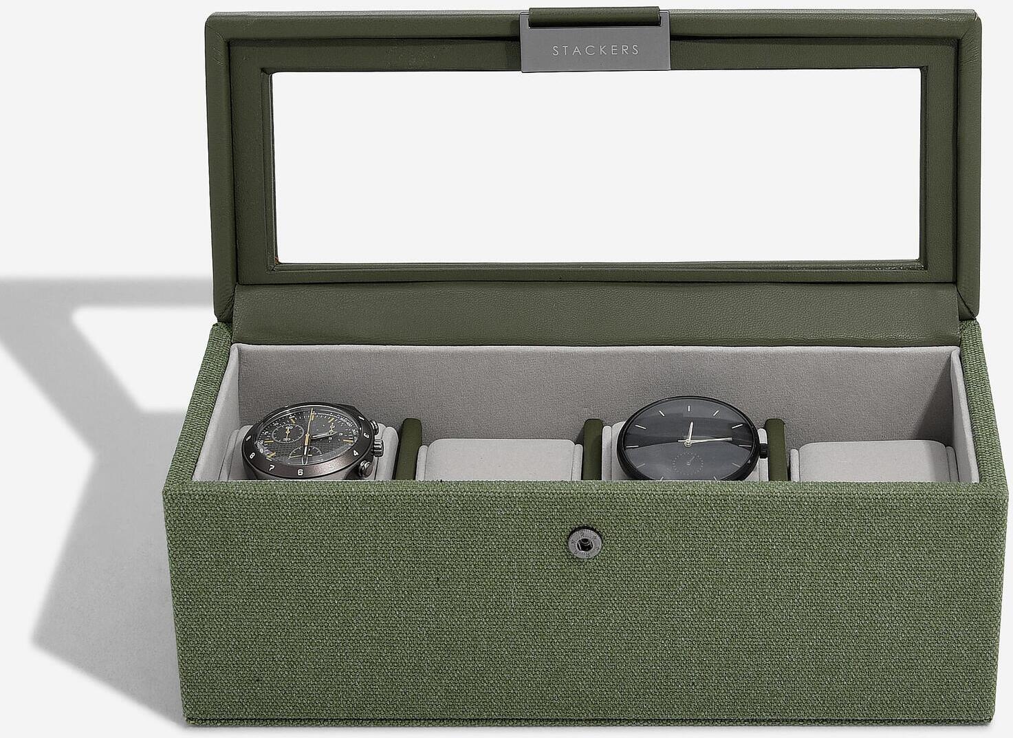 Lcd Stackers Green Canvas 4 Piece Watch Box Lcd Stackers Green Canvas 4 Piece Watch Box