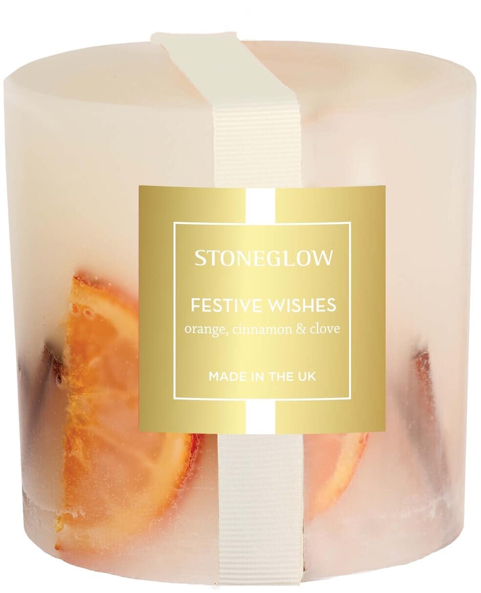Stoneglow Seasonal Collection - Festive Wishes - Scented Candle - Inclusion Fat Pillar