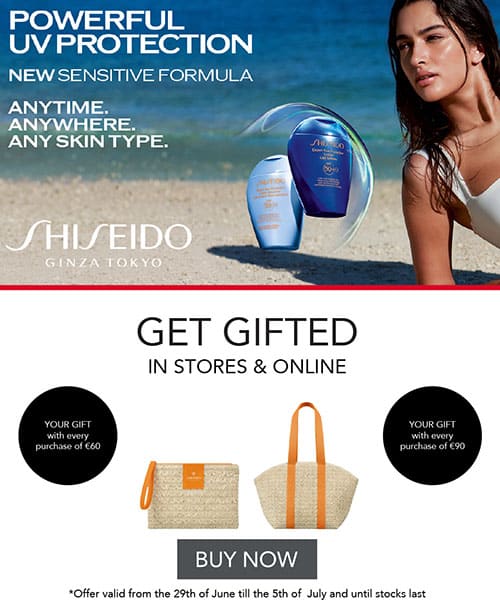 Shiseido UV Protection “Get Gifted” promotion with free gift offer - Franks Malta