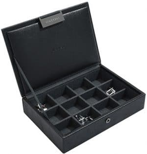 Stackers   Men’s Mini Lidded Cufflink Box – Black Accessories