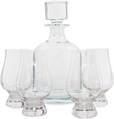 Glencairn Glencairn Iona Round Decanter with Stopper & 4 Whisky Glasses