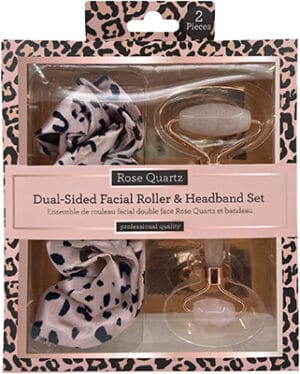 Danielle Animal Print Rose Quartz Roller & Satin Headband Accessories