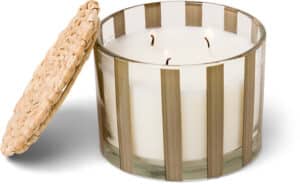 Gentlemen’s Hardware Paddy Wax Al Fresco Striped Glass Candle  Taupe Accessories