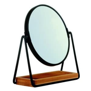 Danielle Metal And Bamboo Oval Vanity Mirror With Tray Accessories