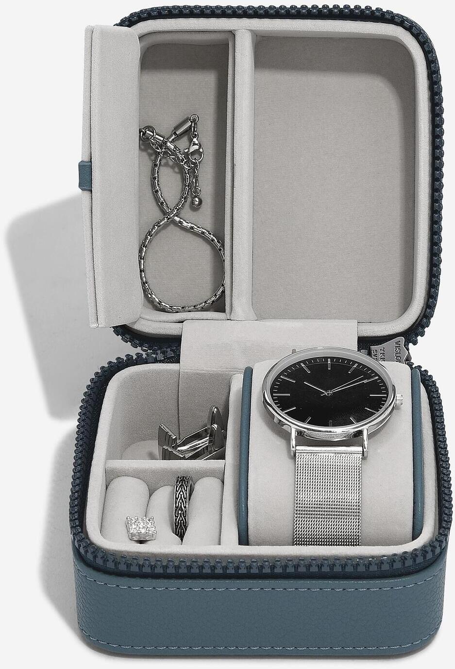 Lcd Stackers Blue Canvas Watch / Jewellery Box