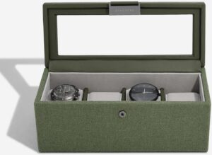 Lcd Stackers Green Canvas 4 Piece Watch Box Accessories