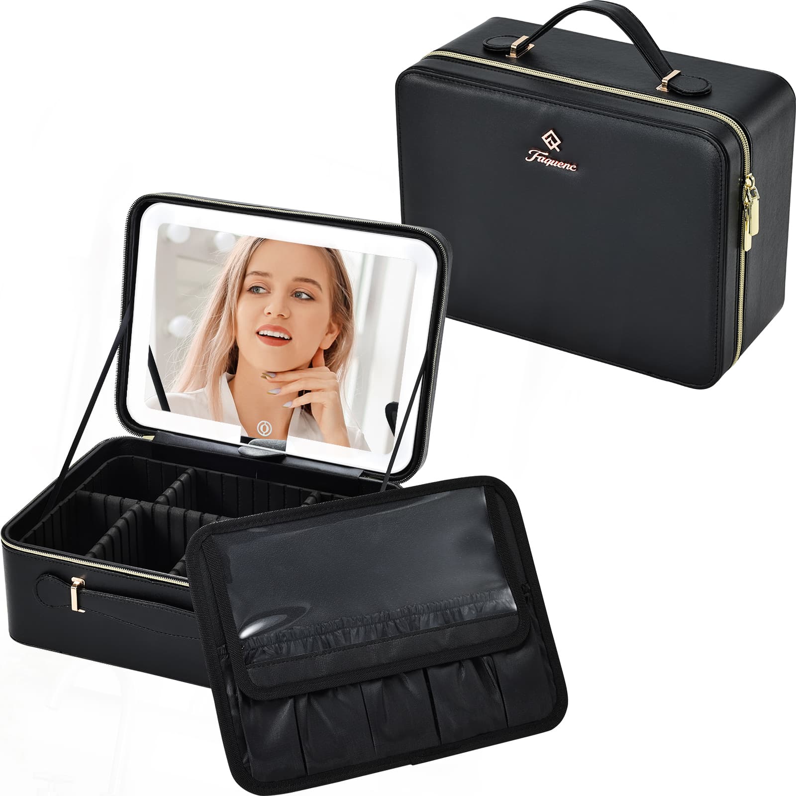 Big Rock Trading - Big Make Up Case Black With Led Mirror (M)